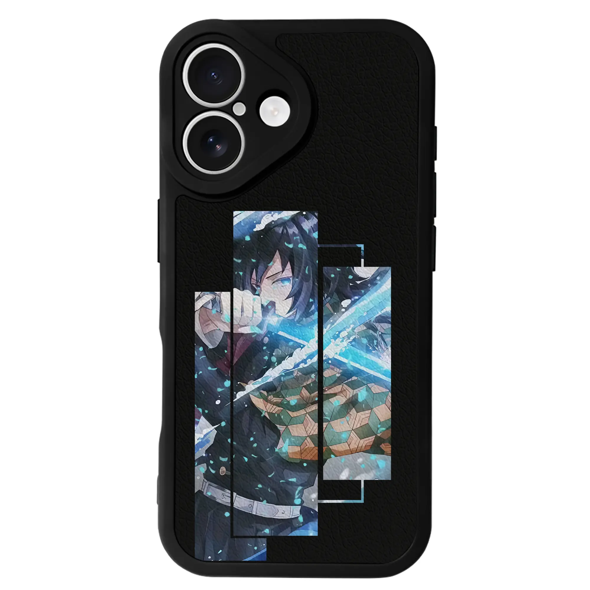 鬼滅の刃 グッズ,冨岡 義勇 - IPhone 16シリーズ対応 ・ シリコンスマホケース ・ レザー調 ・ 高精度フィット ・ 耐衝撃 ・ ワイヤレス充電対応 ・ 精密カット